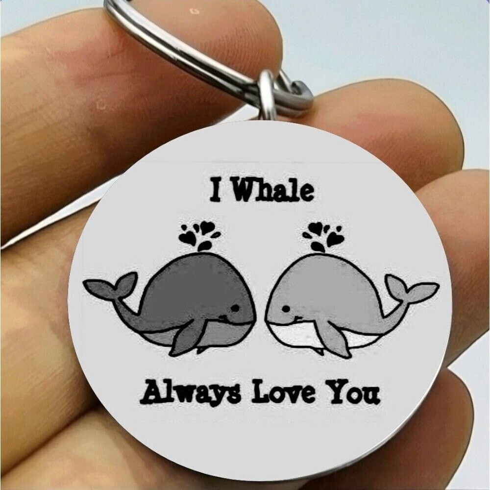 I Whale Always Love You Hot Animal Couple Lover Stainless Steel Keychain